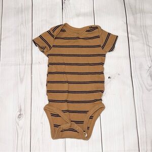 Tan and Navy Striped Baby Bodysuit - Size 0-3 months
